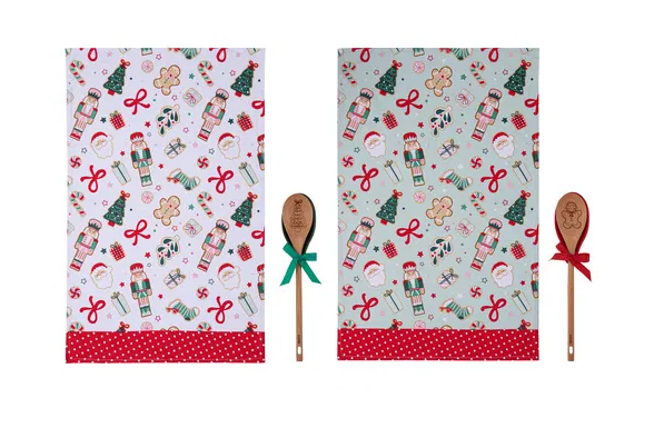 Présentoir Festive Fun assorti û cuillère, repose-cuillère et torchon