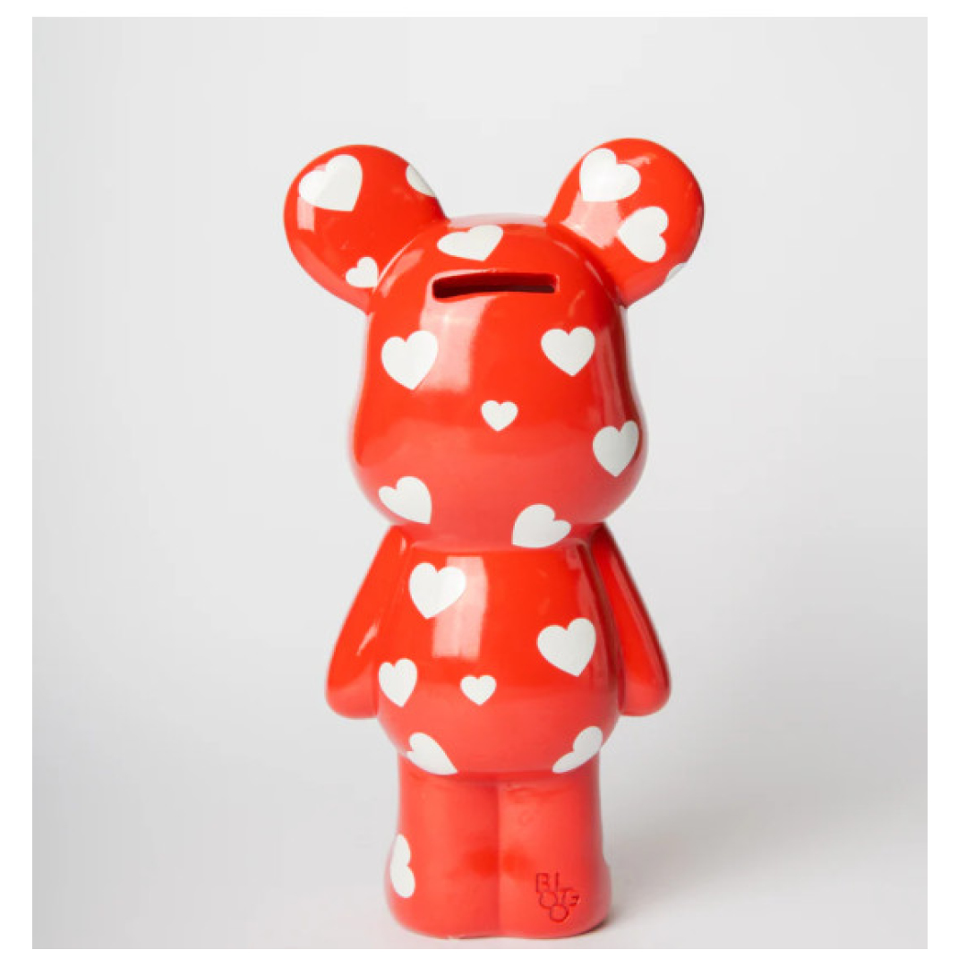 Money Bank Teddy Small Red 24cm