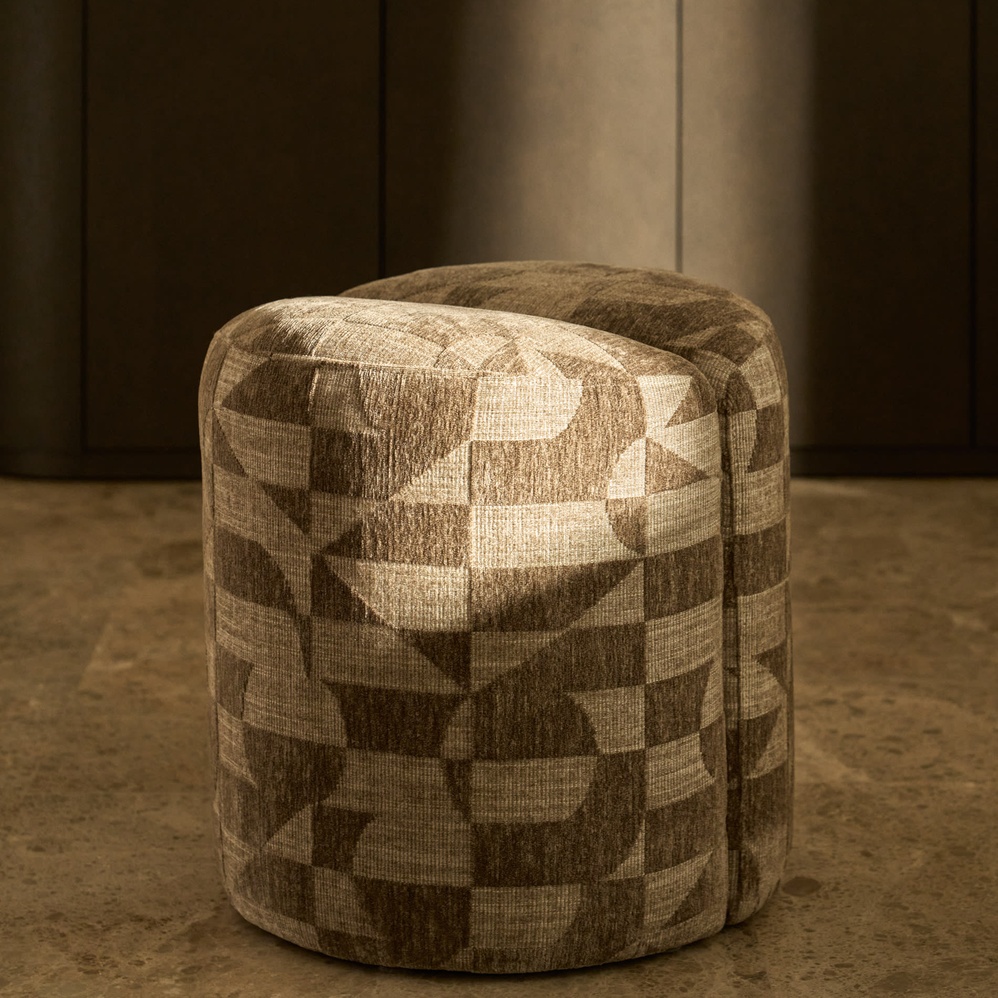 Pouf/Repose-pieds Nedilo – Rund – Beige