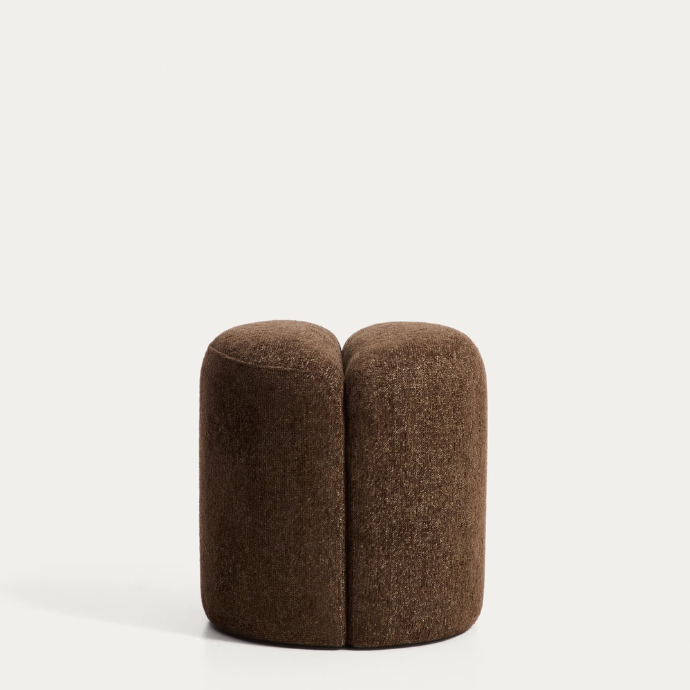 Pouf/Repose-pieds Nedilo - Rond - Marron