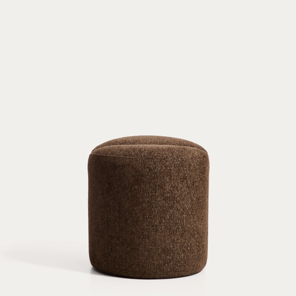 Pouf/Repose-pieds Nedilo - Rond - Marron