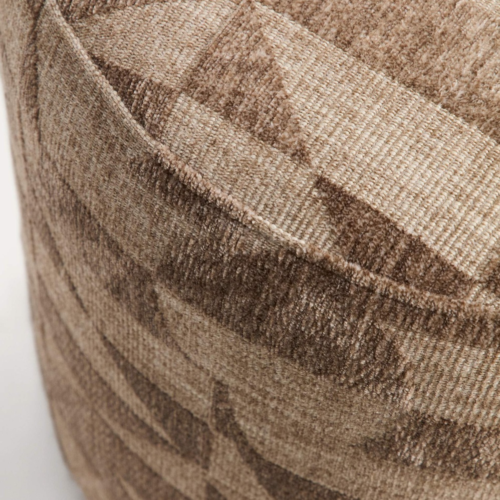 Pouf/Repose-pieds Nedilo – Rund – Beige