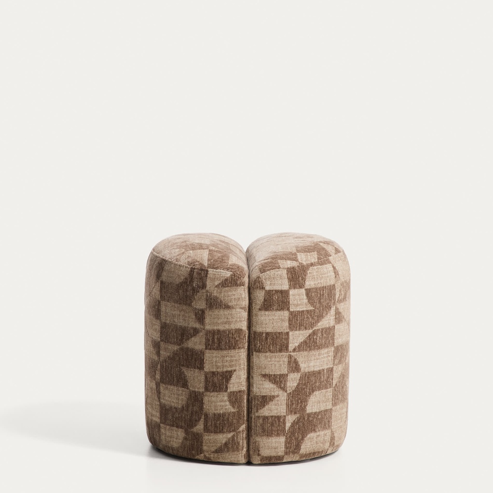 Pouf/Repose-pieds Nedilo – Rund – Beige