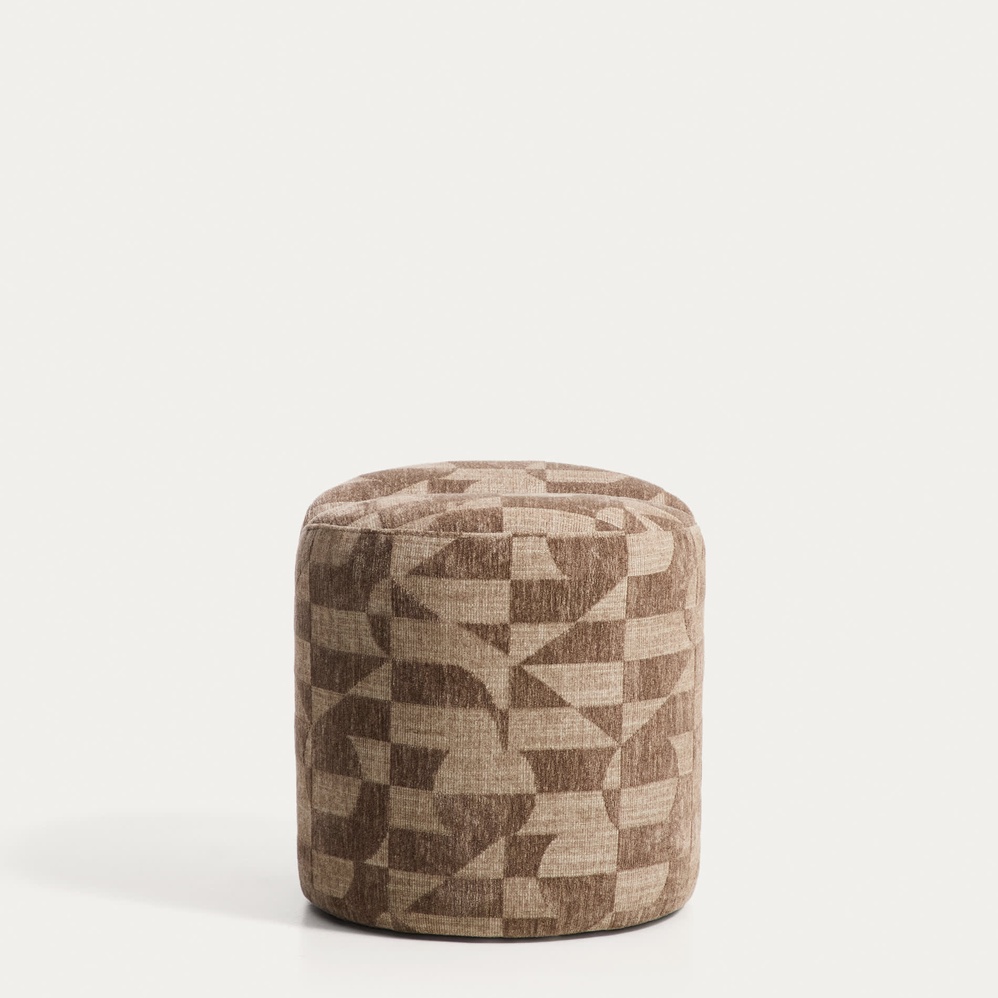 Pouf/Repose-pieds Nedilo – Rund – Beige