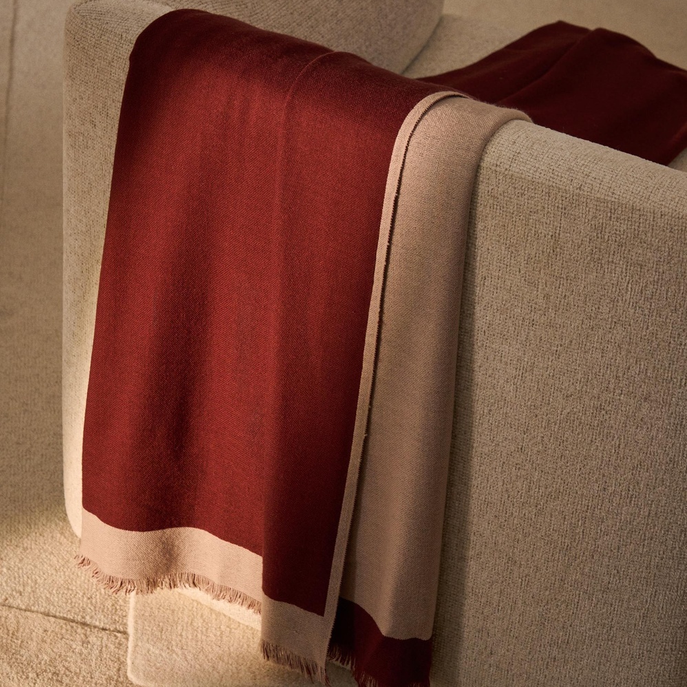 Orlet Decke - Granatrot/Beige