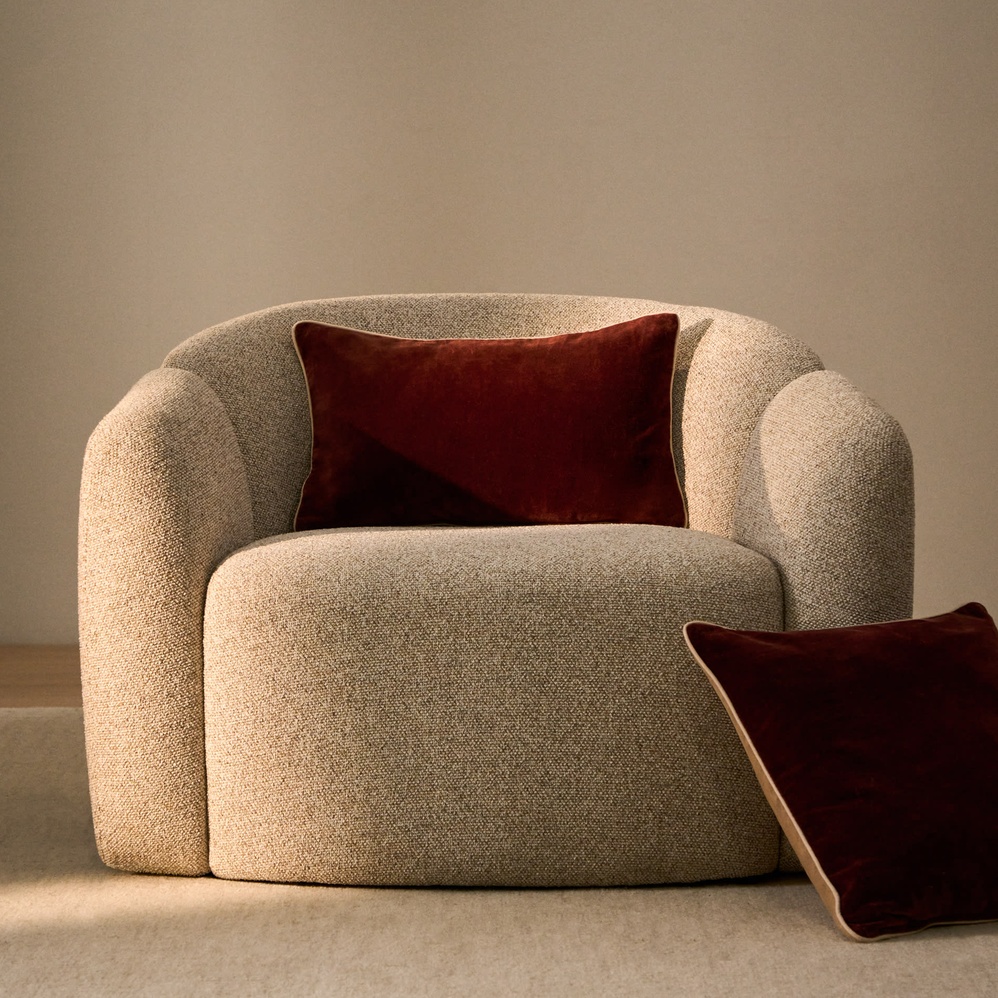 Housse de coussin Ovelin – Bordeaux/Ecru