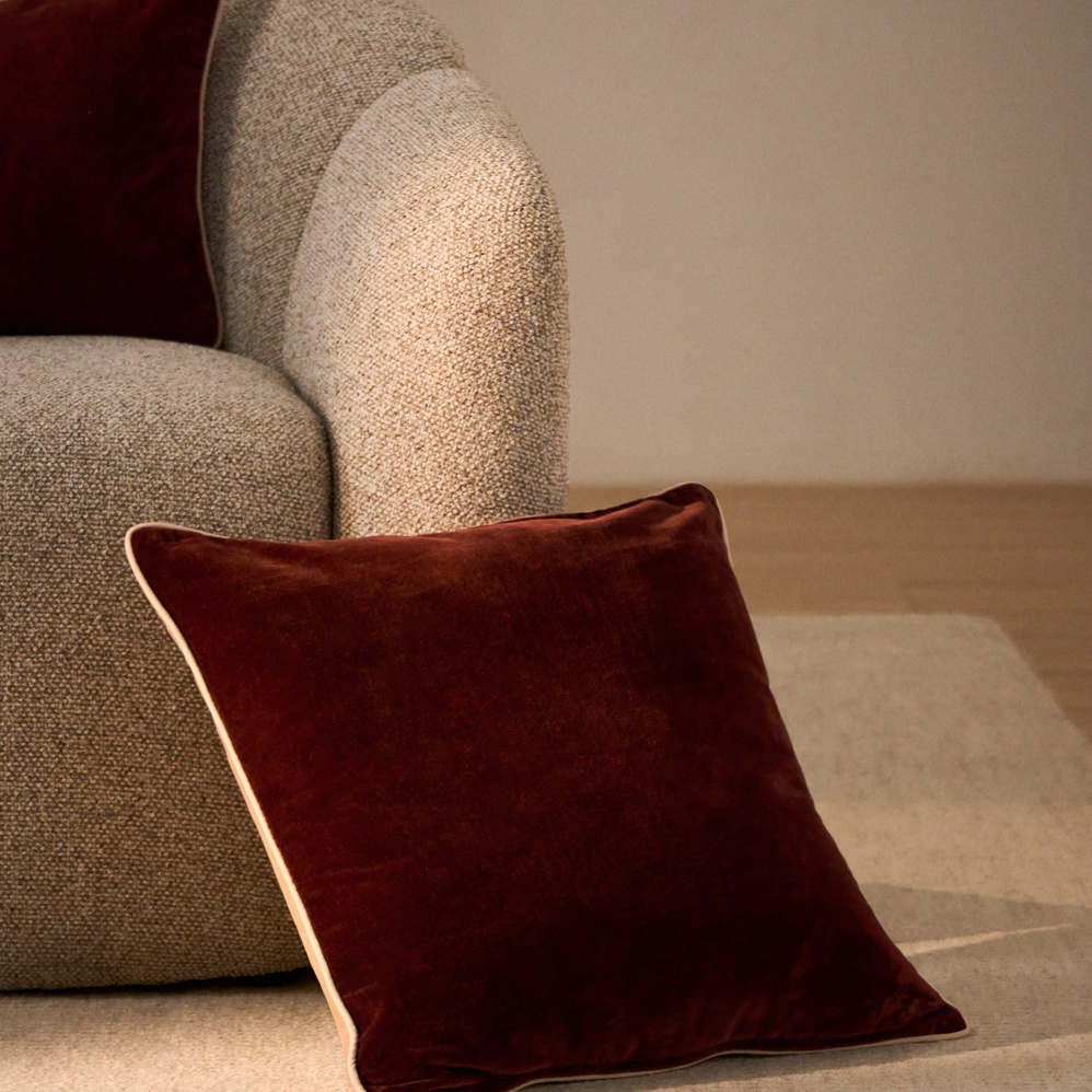 Housse de coussin Ovelin - Marron/Ecru